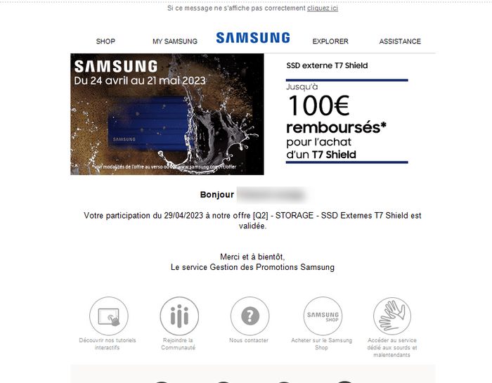 Samsung T7 Shield  Disque SSD Externe Portable - 2 To, Noir (via coupon +  ODR de 50€) –