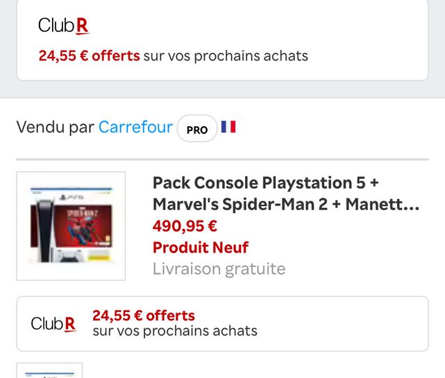 Pack console PS5 + Marvel's Spider-Man 2 SONY à Prix Carrefour
