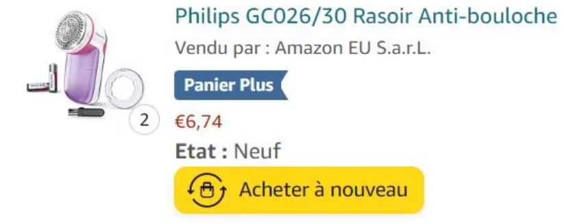 Rasoir Anti-bouloche et Anti-peluche Philips GC026/80 - Noir/Or
