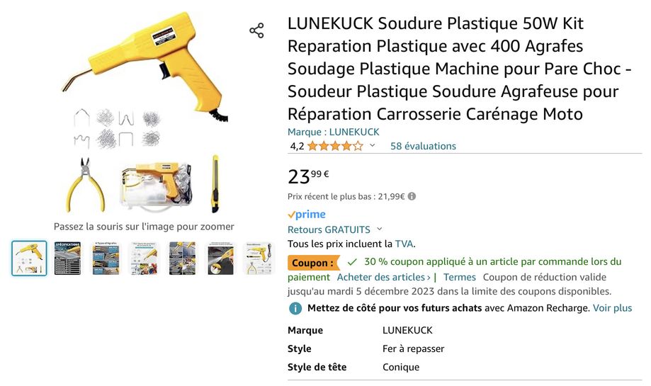 Prime] Kit de réparation Soudure Lunekuck pour Carrosserie - 50W (Via  coupon - Vendeur tiers) –