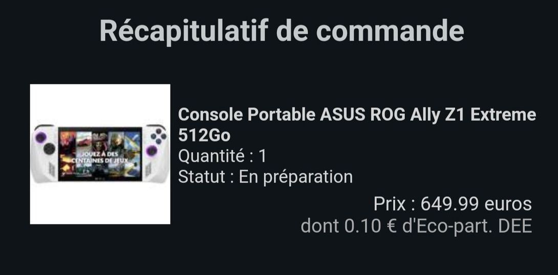 Console Portable ASUS ROG Ally Z1 Extreme 512Go