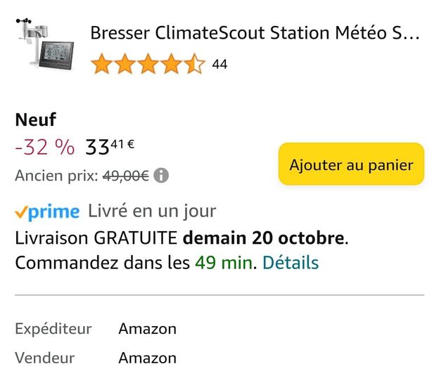 Station Météo 7 en 1 Bresser ClimateScout (Selectionez vendeur