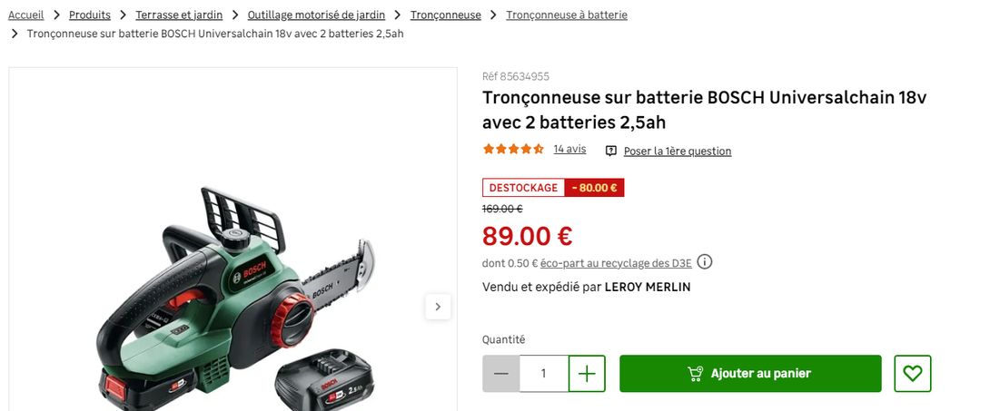 Einhell Tronçonneuse sans fil - batterie GE-LC 18/25 Li Solo - Power X- Change - guide 25 cm, coupe 23 cm - sans batterie ni chargeur –