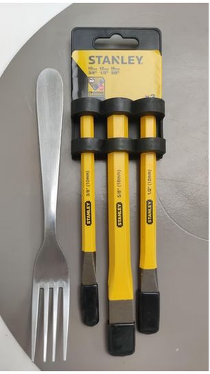 Stanley Kit 3 Burins Professionnels 10-13-16 Mm – Acier Chrome Vanadium – Finition Jaune Visible