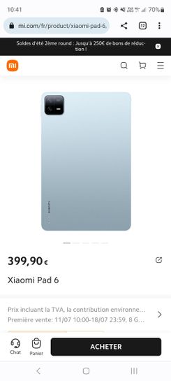 Xiaomi pad 6 11" 8 go 256 go wifi bleu (bleu brume