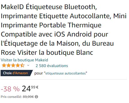 Makeid Étiqueteuse Bluetooth E1- Imprimante Etiquette Autocollante avec  Écran LCD - Impression Thermique Haute Qualité - Etiqueteuse Autocollantes