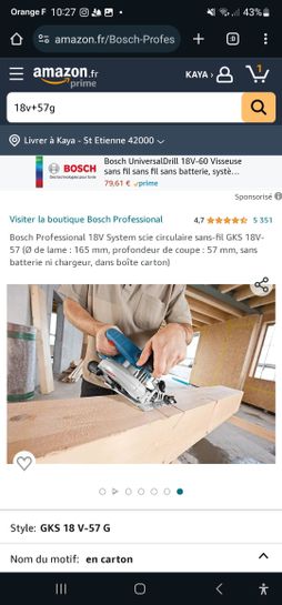 Bosch Professional Scie circulaire GKS 18v-57 (via coupon) –