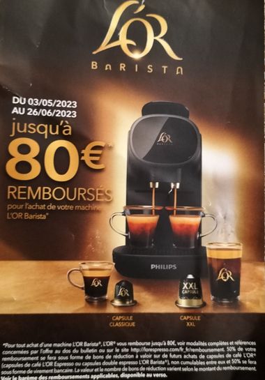 Machine à café : une machine L'OR Barista® offerte pour l'achat de 200  capsules