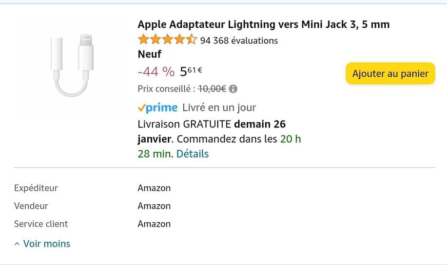 Apple Adaptateur Usb-c Vers Mini-jack 3,5 Mm à Prix Carrefour