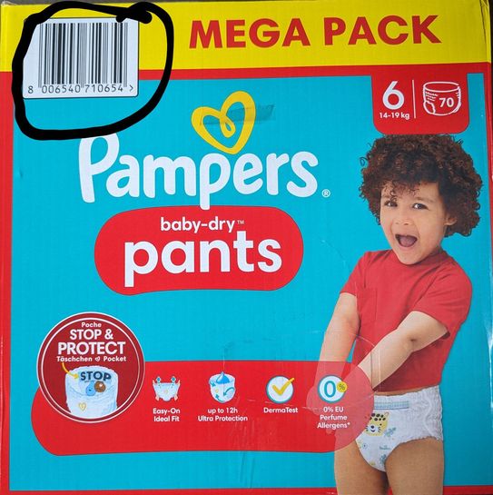 Mega Pack 70 couches PAMPERS Baby Dry Pants Taille 6 (14 à 19KG