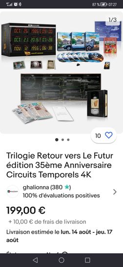COFFRET TRILOGIE RETOUR Vers Le Futur 4K, Édition 35Ème Anniversaire