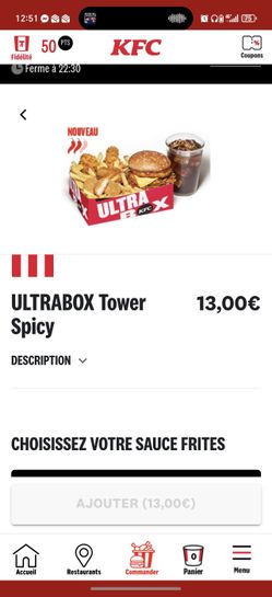 Ultra Box Menu Ultra Box Crispy Burger à 10€ - Menu KFC avec 2 Tenders & Boisson | Dealabs