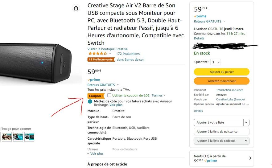 Creative Stage Air V2 - Barre de son USB compacte pour montage sous  moniteur avec Bluetooth® - Creative Labs (France)