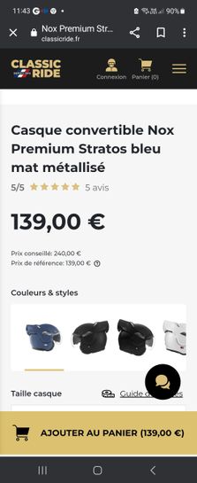 Nox Premium Stratos bleu métallisé, casque moto modulable