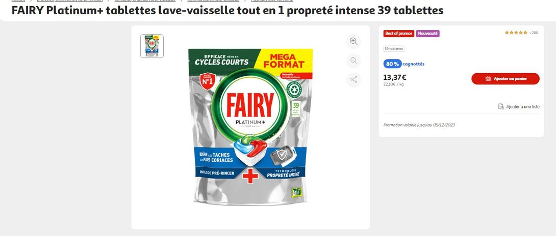 Promo Capsule lave vaisselle fairy chez Auchan