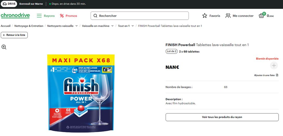 FINISH Powerball Tablettes lave-vaisselle hydrosoluble tout-en-1