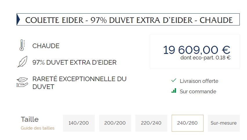 Couette Dodo Tradition Chaude - Duvet de Canard 240X260 –