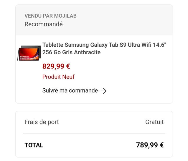 Tablette Android SAMSUNG Galaxy Tab S9 Ultra 14.6 Wifi 256Go Gris