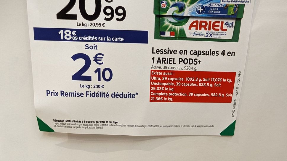 Promo Lessive Capsules Ariel Pods chez Carrefour Drive