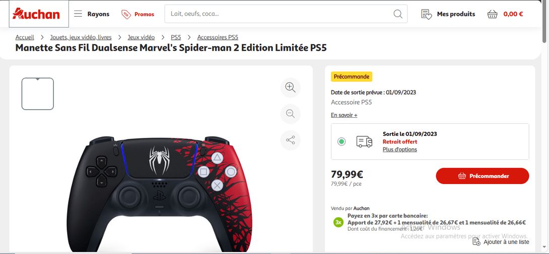 Manette DualSense Edition Limitée Spider-Man 2 (PS5) à 79,99€