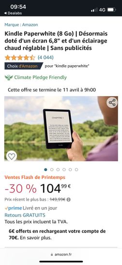 Kindle Paperwhite ( 16 Go ) – Maintenant avec un écran de 6,8 et une  lumière chaude réglable + 3 mois Kindle gratuit Illimité ( avec