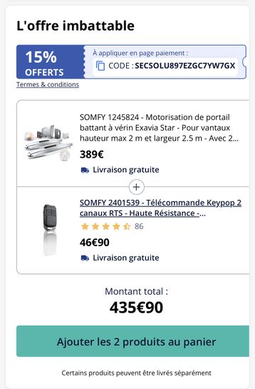 Somfy 2401539 - Keypop 2 canaux RTS, Haute Résistance