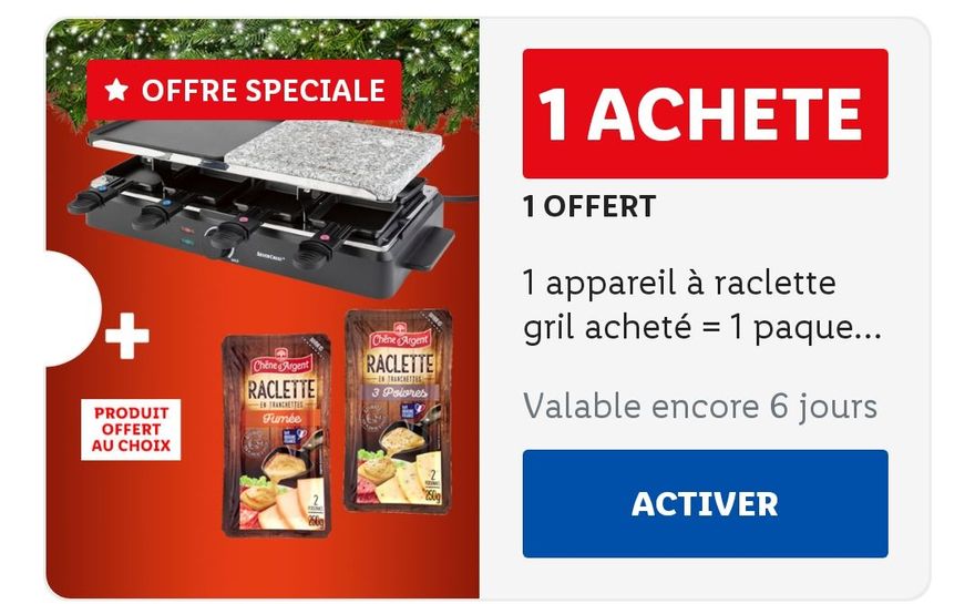Lidl+] Appareil à raclette / grill - 350 W –