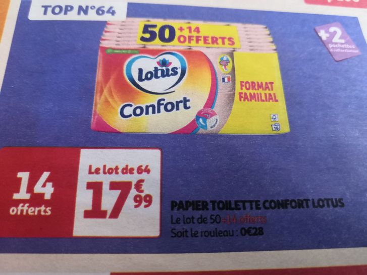 Lotus Confort Papier Toilette 2 Épaisseurs Rose, 24 rouleaux : :  Epicerie