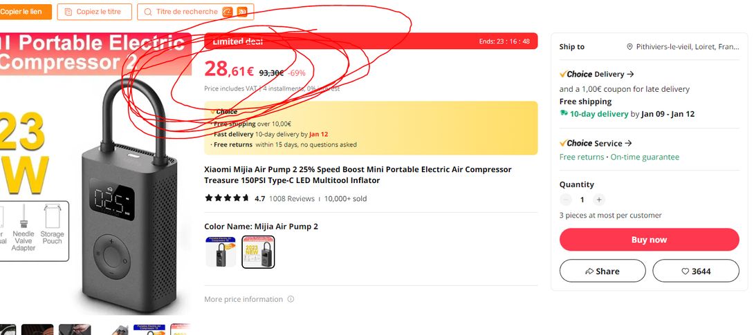 Soldes Xiaomi Mi Portable Air Compressor 2024 au meilleur prix sur