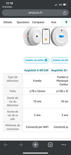 Aegislink SC-WF240 WiFi Combinaison Détecteur de fumée et de