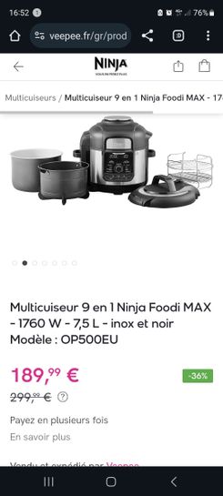 Ninja foodi max op500eu - multicuiseur 9-en-1 - 7,5 l - 1760w