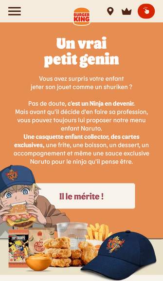 Casquette Naruto Burger King édition Limitée Blanche - Velours Côtelé, Taille Unique