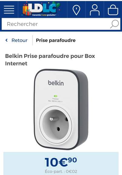 Belkin Prise parafoudre pour Box Internet - Prise parafoudre