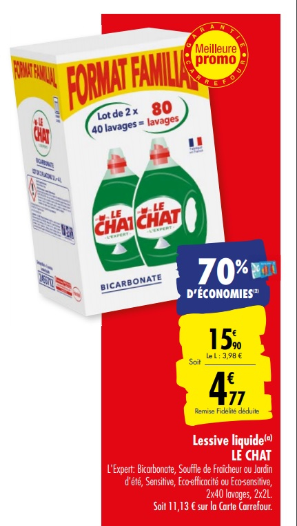 Lot De 2 Bidons De Lessive Le Chat Parfums Au Choix Via