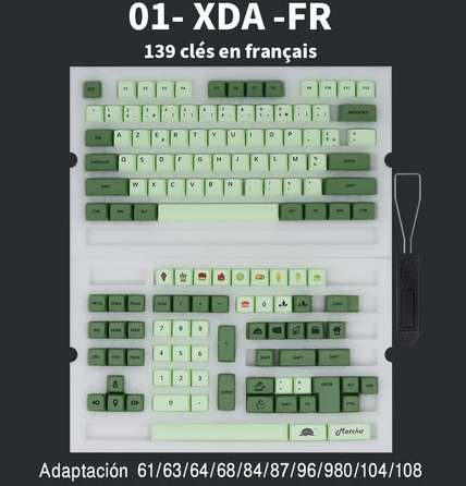 Touches de clavier Keycaps (Capuchons de clavier) ISO AZERTY, profil XDA