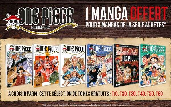 2 tomes One Piece achetés = 1 offert parmi une sélection