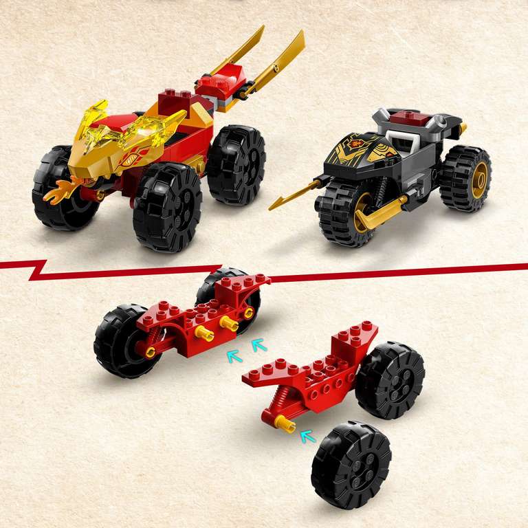 Jeu de construction Lego Ninjago Le Combat en Voiture et en Moto de Kai et Ras - 71789 (via coupon)