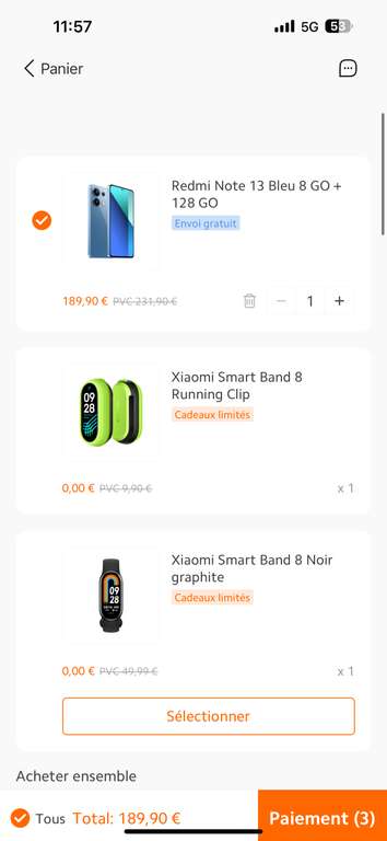 [Unidays] Smartphone 6,6" Redmi Note 13 + Xiaomi Smart band 8 + Clips