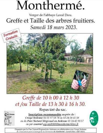 Atelier Taille et Greffe des arbres du verger via Inscription obligatoire à Monthermé (08)
