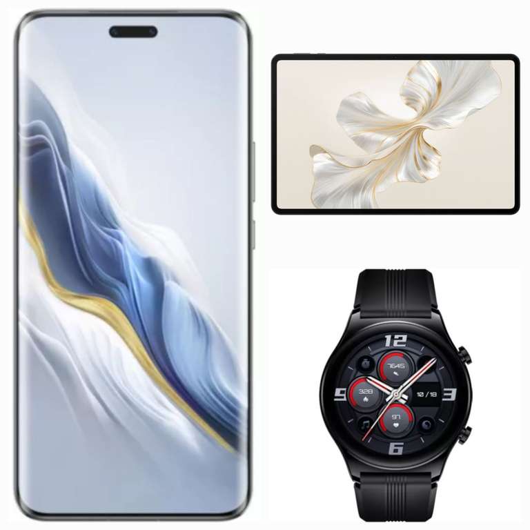 Smartphone 6,8" Honor Magic 6 Pro 12 Go / 512 Go + Montre connectée Watch GS3 + Tablette 12,9" Honor Pad 9 offerte