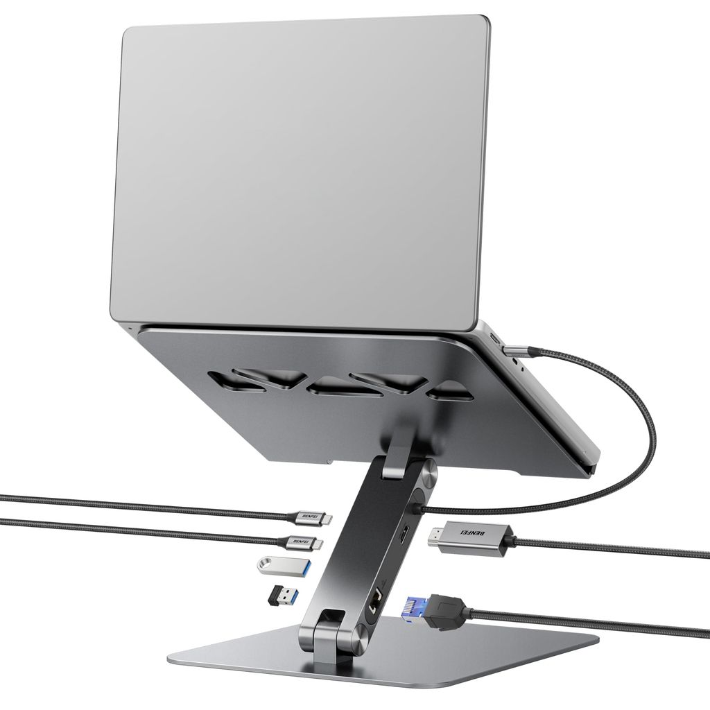 Support pour ordi Portable avec Station d'accueil Benfei - USB-C, 6-en-1, HDMI 4K 60 Hz, Ethernet Gigabit, 100 W (vendeur tiers)