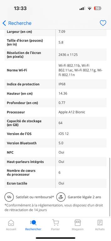 Smartphone 5,8" Apple iPhone XS - 64Go silver (Reconditionné (Grade A) - 209€ via PRINTEMPS20 pour les nouveaux clients)
