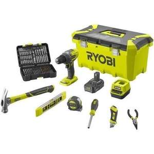 Pack perceuse-visseuse Ryobi R18DD3 + batterie 2,0Ah + chargeur + caisse à outils et accessoires