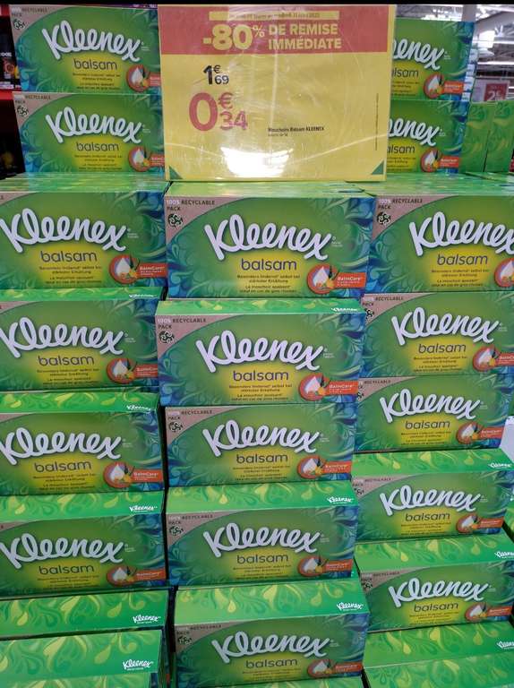 Boîte de 56 Mouchoirs Kleenex Balsam - Carrefour Saint Brieuc (22)