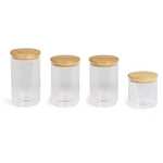 Sélection de boîtes hermétiques en verre Livoo en promo - Ex: 4 boîtes rondes, Couvercle bambou, 400 ml/650 ml/950 ml/1,3 L (0,60€ en RP)