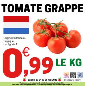 Grappe de Tomates, Catégorie 1 - 1Kg (Origine Belgique, Hollande)