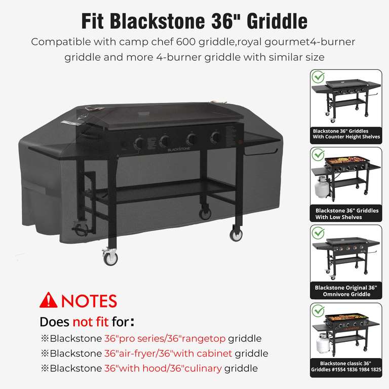 Copertura Impermeabile Per Griglia Blackstone 36'' (91 Cm) - Tessuto 600D Resistente Ai Raggi UV, Con Cinghie, Modelli 1528, 1554, 1560