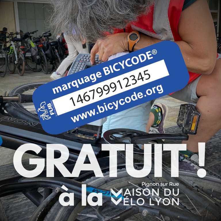 Marquage Bicycode gratuit - Maison du Vélo, Lyon (69)