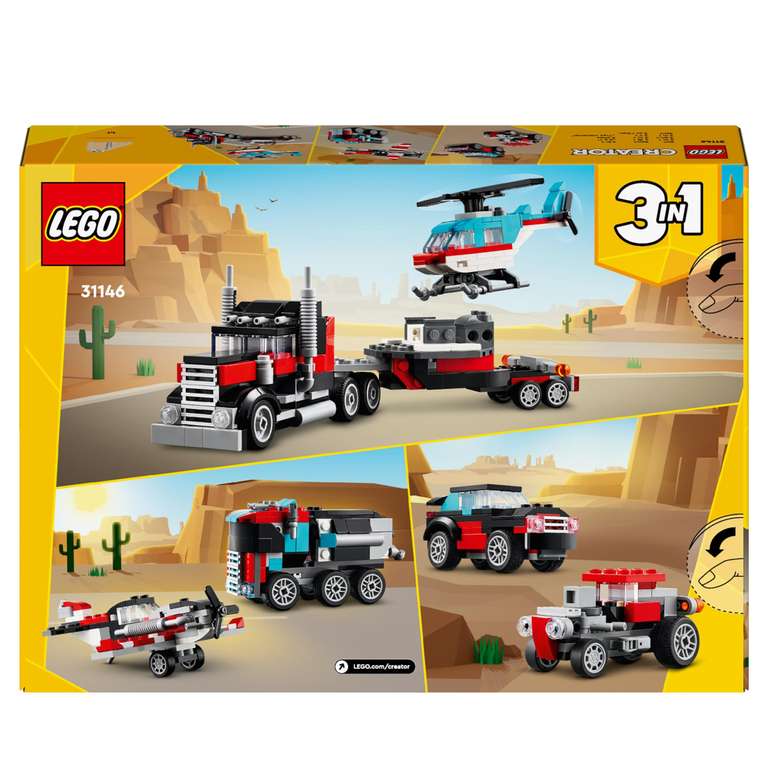 LEGO Creator 3-en-1 Camion Plateforme avec Hélicoptère
