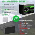 Batterie LANPWR LiFePO4 - 12V / 100Ah, 1280 Wh (Entrepôt Allemagne)